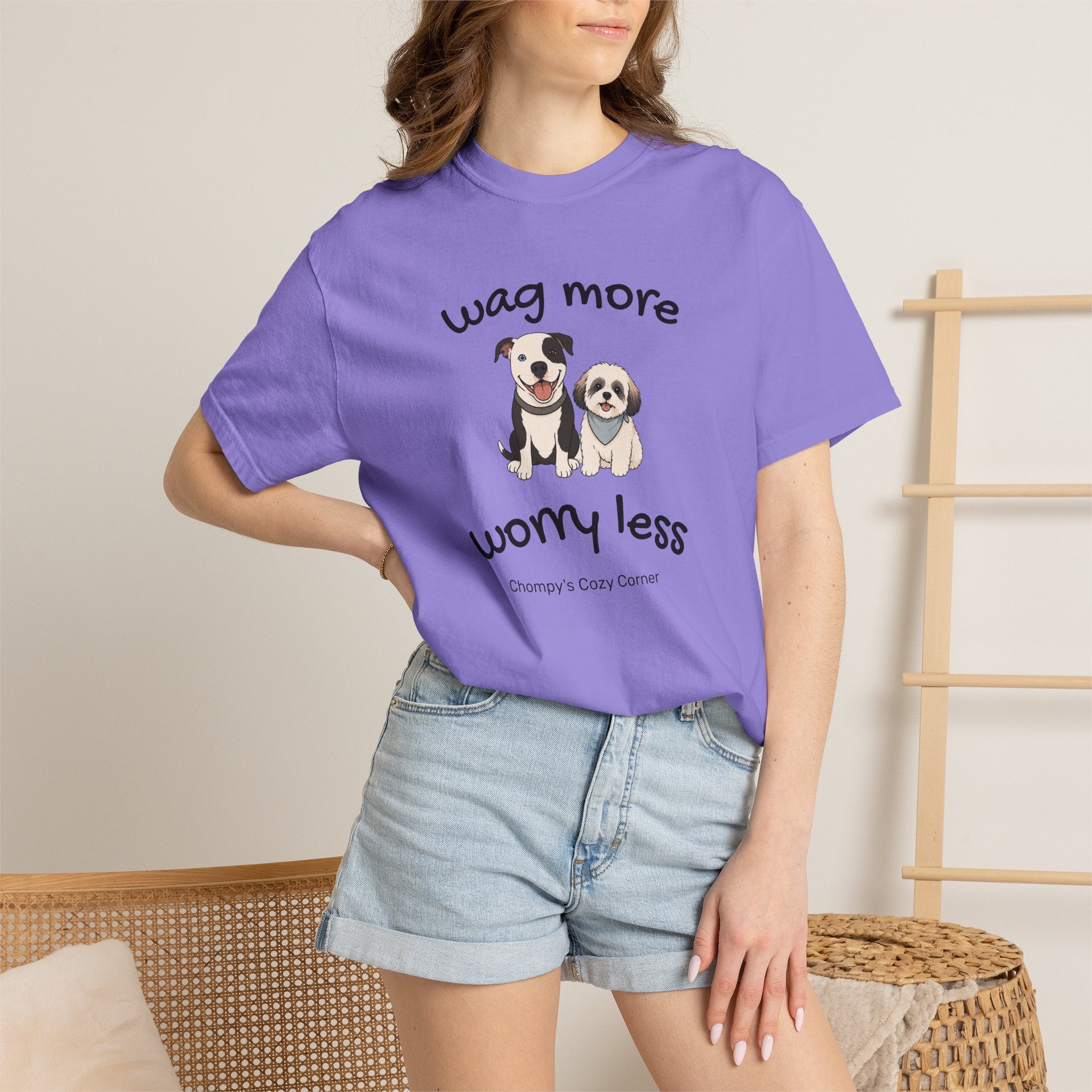 Wag More Worry Less Dog Graphic T-Shirt