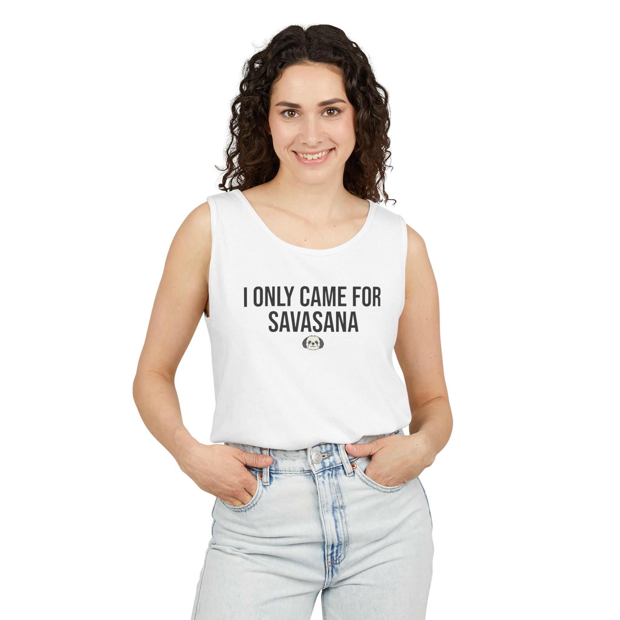 Yoga Tank Top — "I Only Came for Savasana" Shih Poo Design