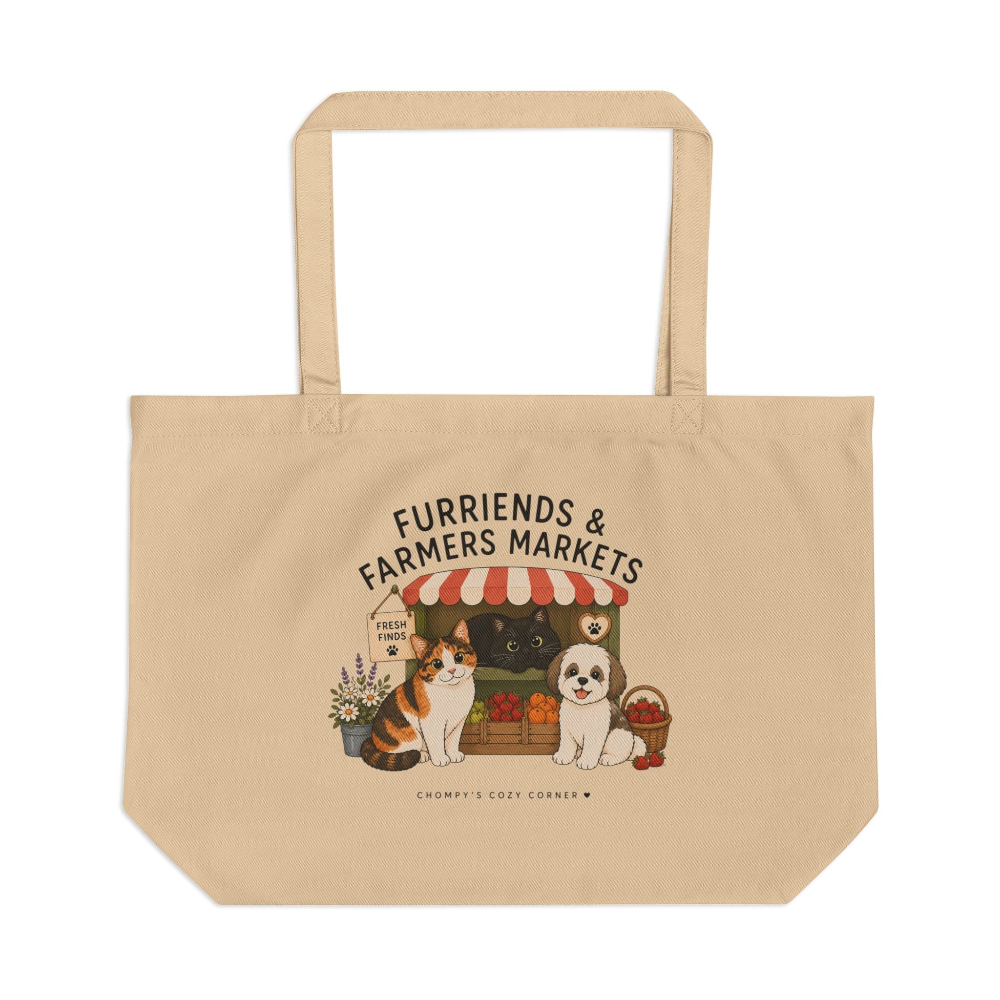 Farmers Market Tote Bag — "Furriends & Farmers Markets" Eco Canvas Shopper