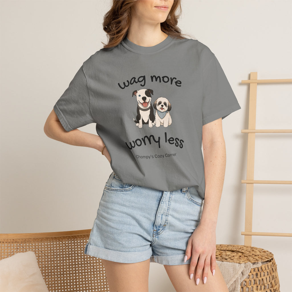 Wag More Worry Less Dog Graphic T-Shirt