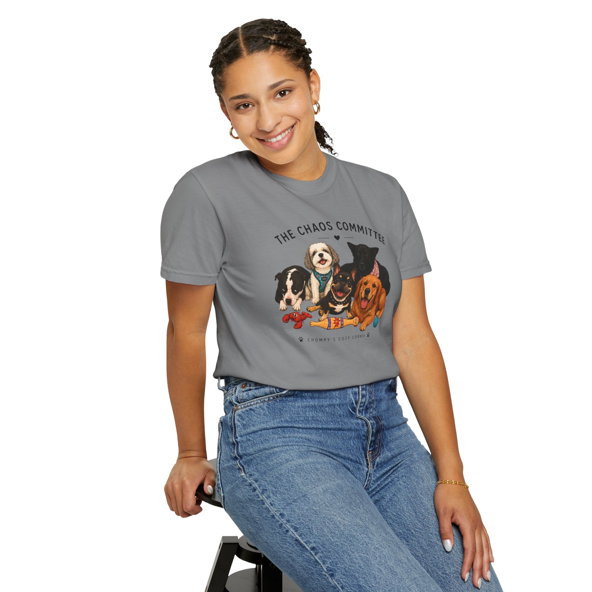 Chompy & Furriends ft. Fenlons: The Chaos Committee T-Shirt — Cute Pack of Dogs Graphic Tee