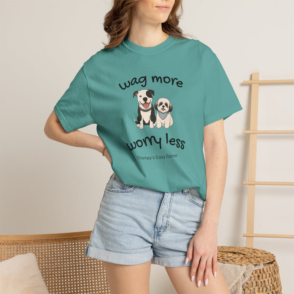 Wag More Worry Less Dog Graphic T-Shirt