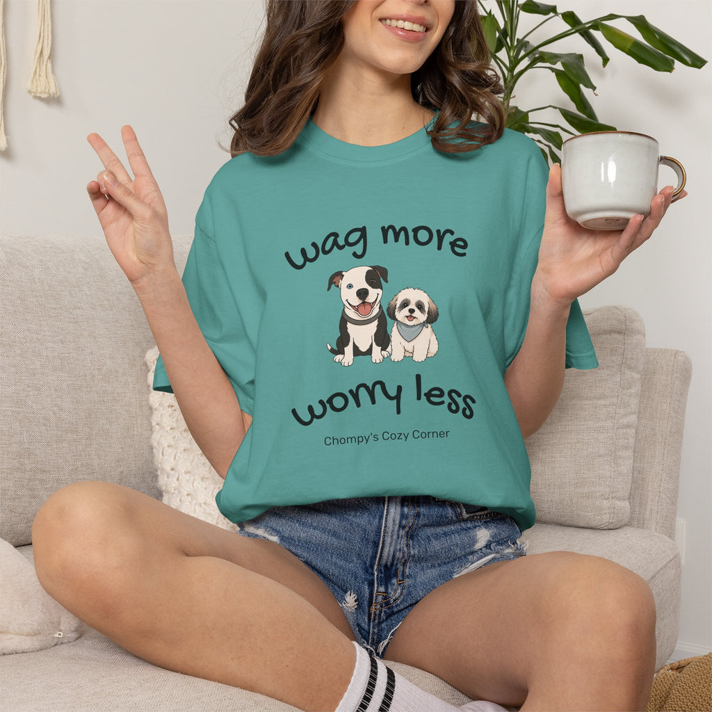 Wag More Worry Less Dog Graphic T-Shirt