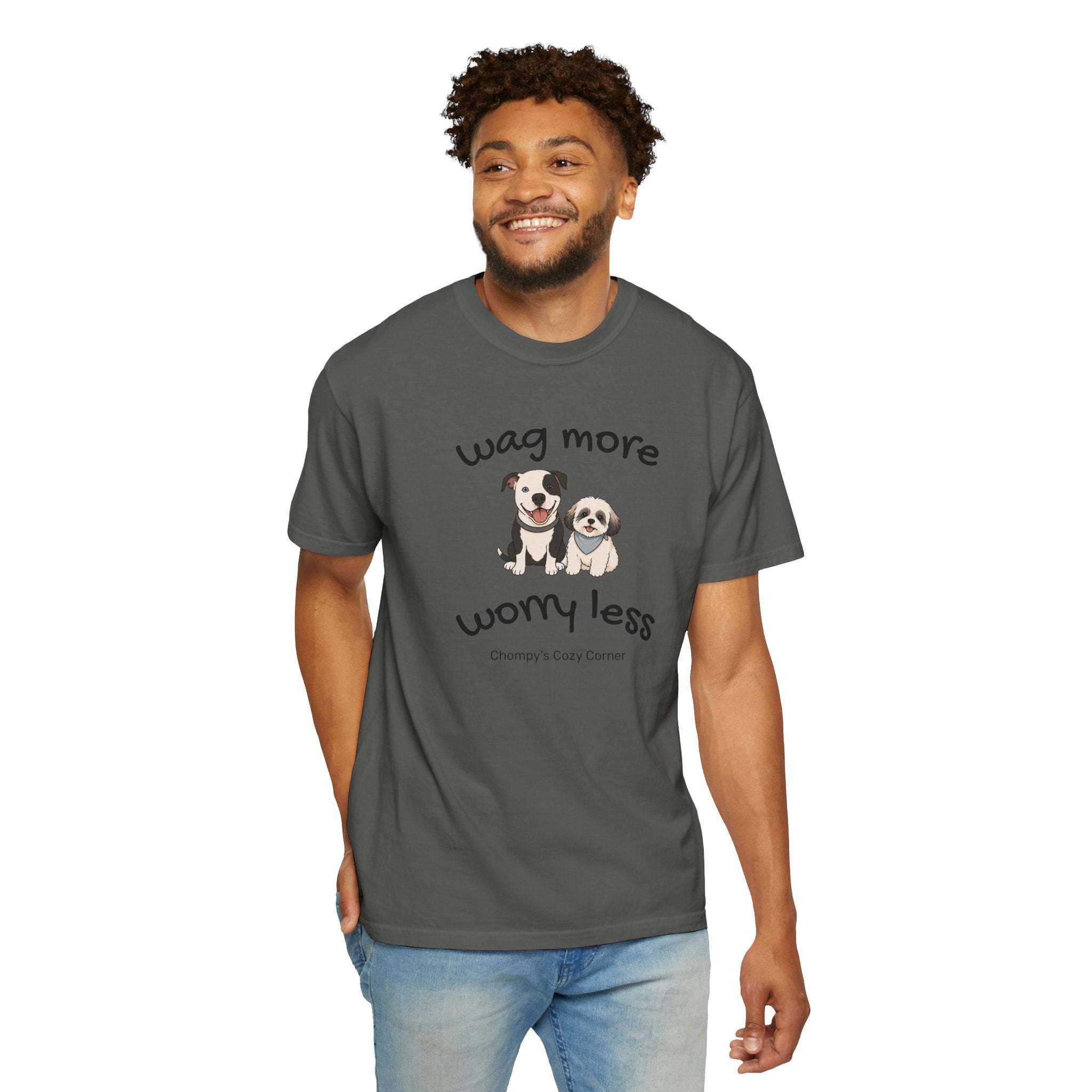 Wag More Worry Less Dog Graphic T-Shirt