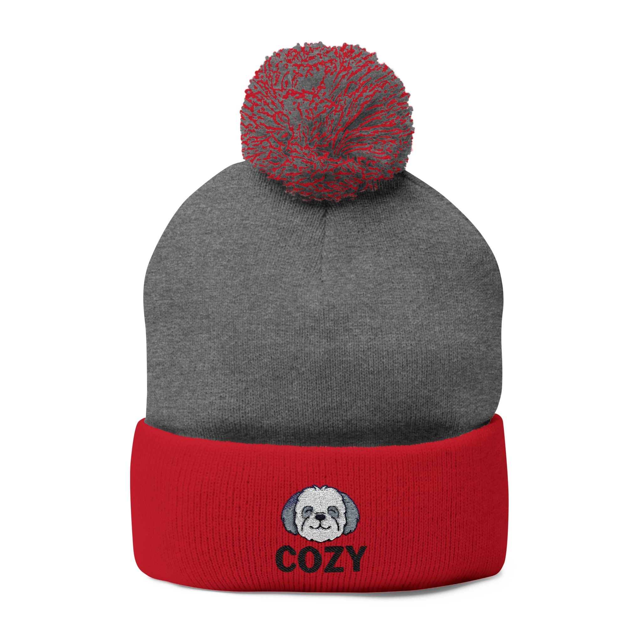 Cozy Shih-Poo Pom-Pom Knit Cap (Embroidery)