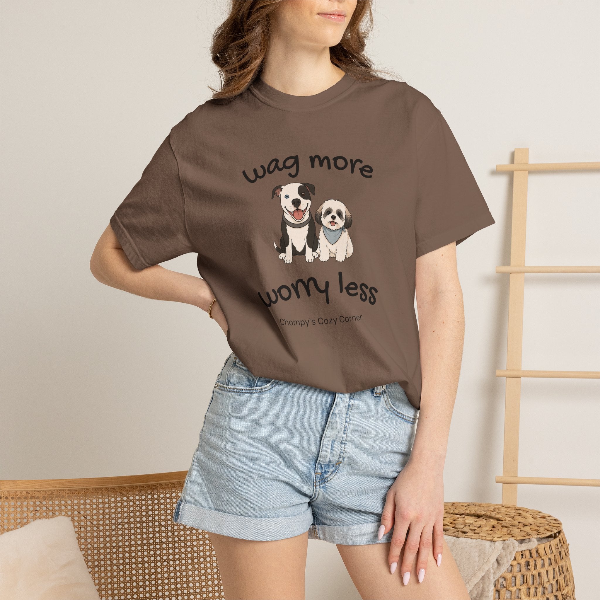 Wag More Worry Less Dog Graphic T-Shirt
