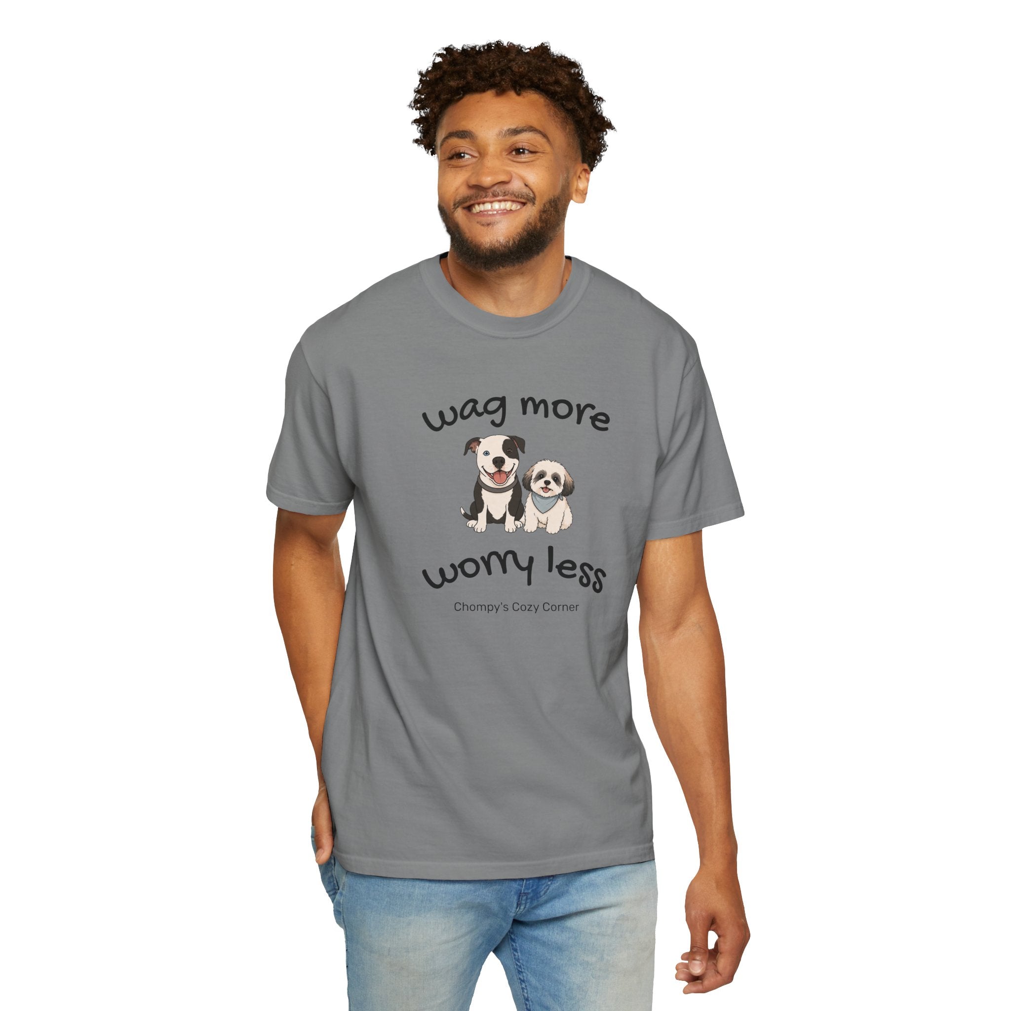 Wag More Worry Less Dog Graphic T-Shirt