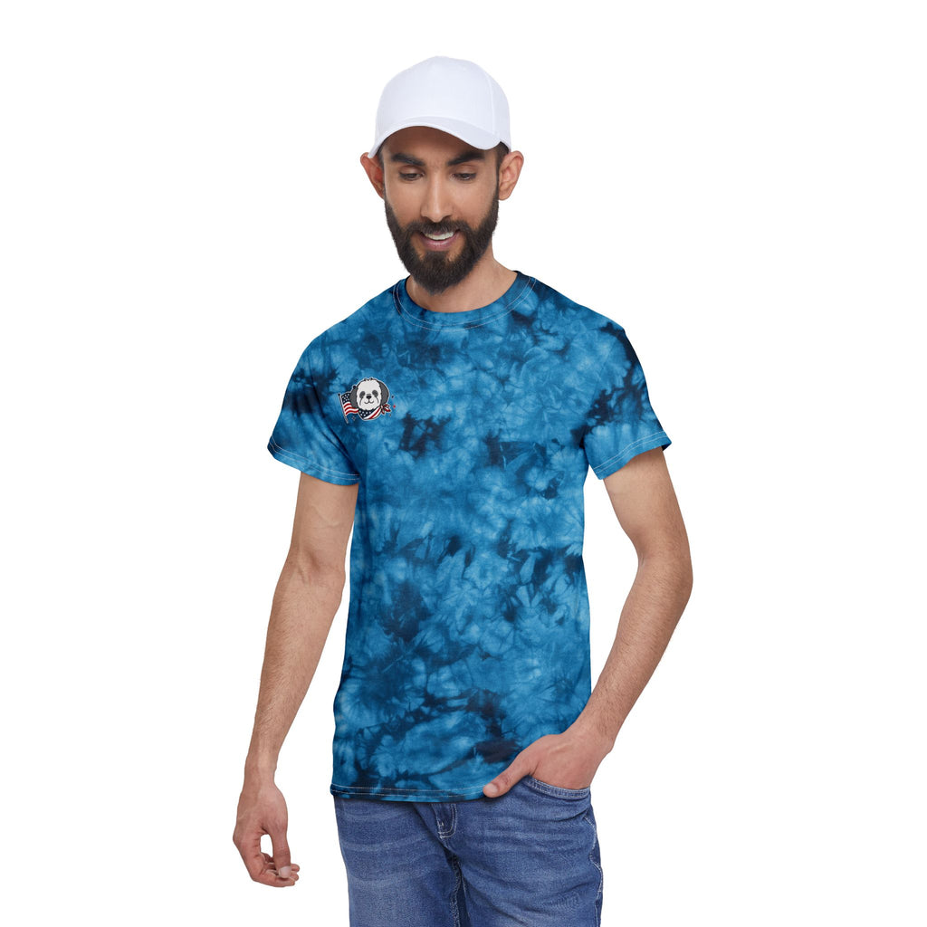Crystal Blue Tie-Dye Tee — Cute Simple Shih Poo Chest Patch