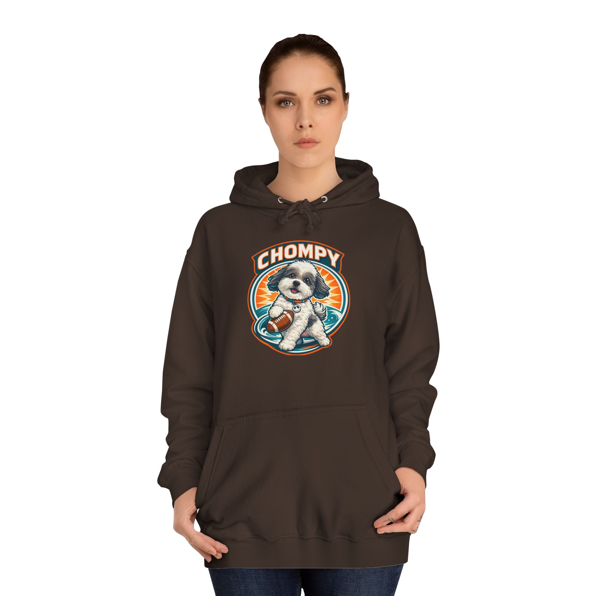 'Chompy' Football Cute Puppy Retro College Hoodie