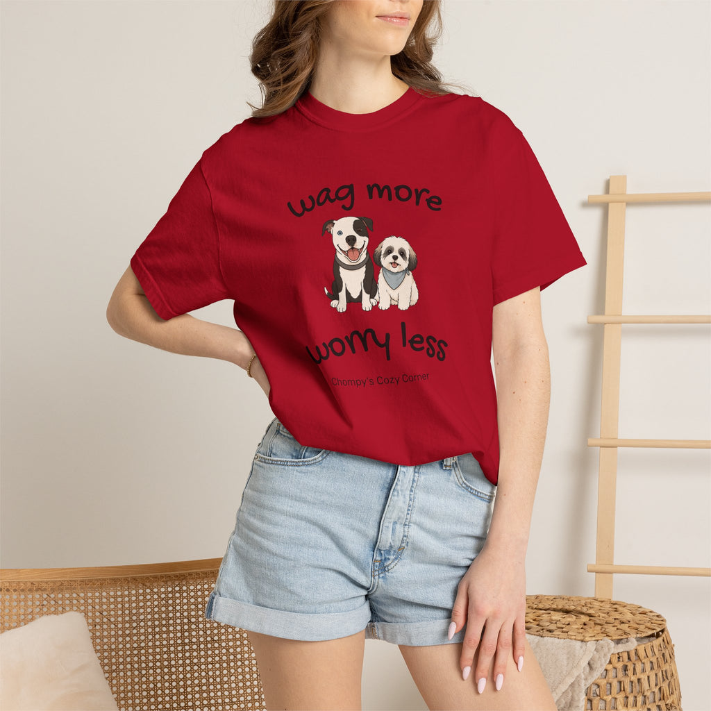 Wag More Worry Less Dog Graphic T-Shirt