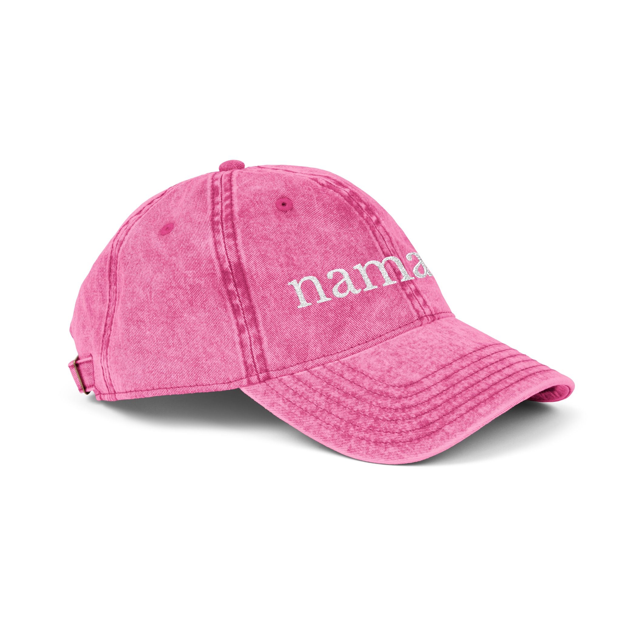 Vintage Embroidered Yoga Hat — "Namaste" Front with Cozy Shih-Poo Logo Back