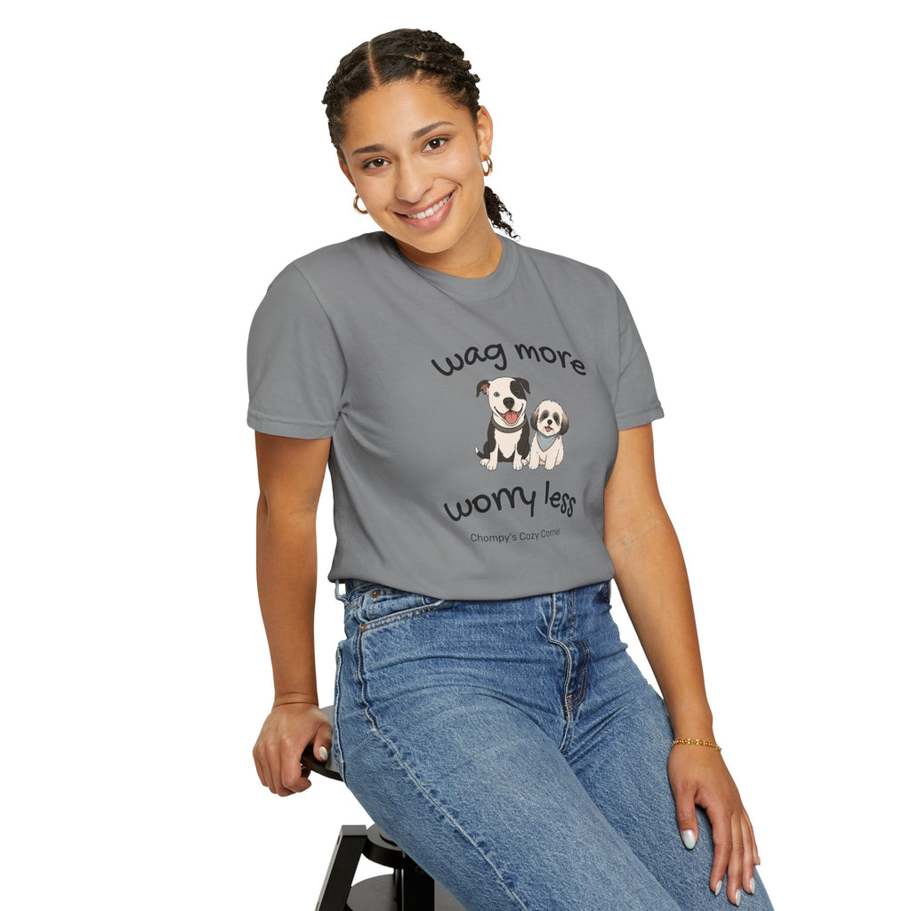 Wag More Worry Less Dog Graphic T-Shirt