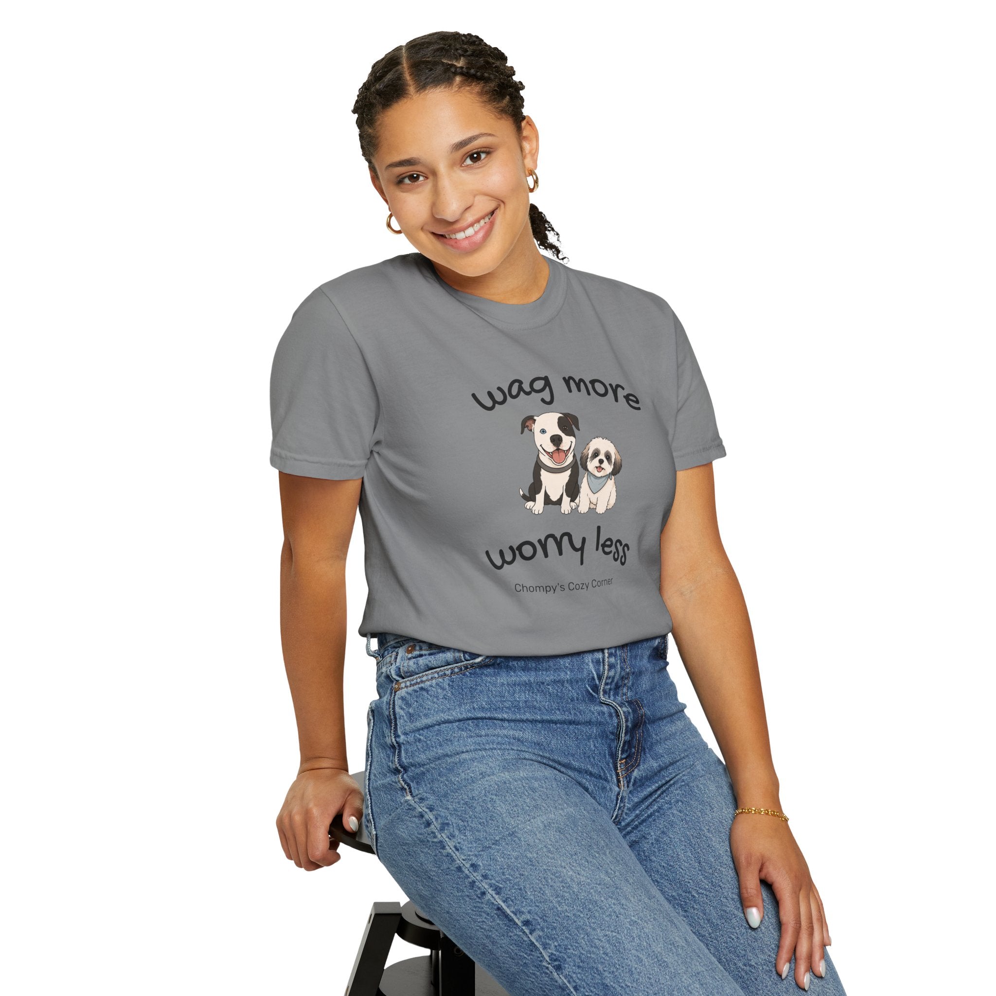 Wag More Worry Less Dog Graphic T-Shirt
