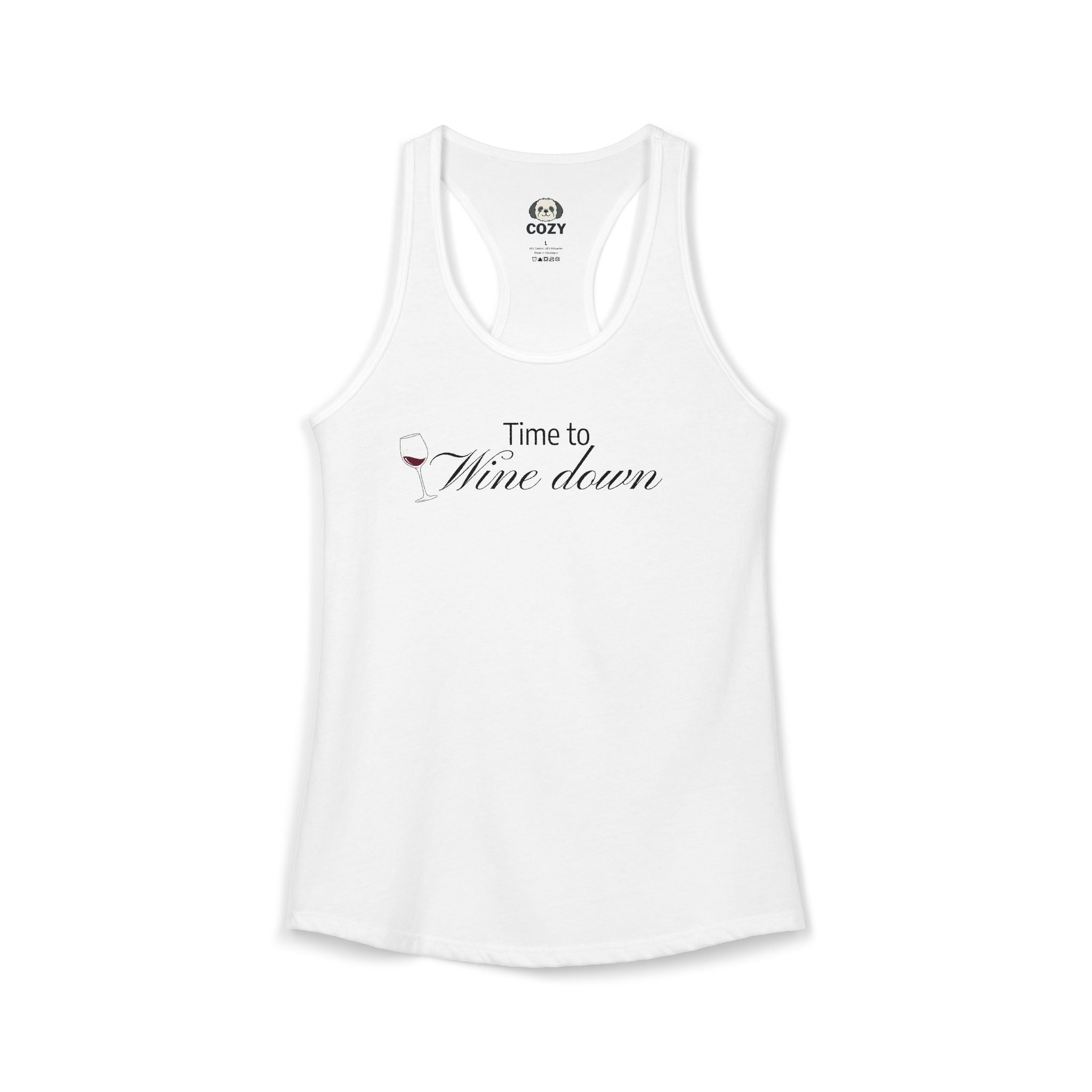 Time to Wine Down Racerback Tank — Yoga Wine Glass Tank Top for Women