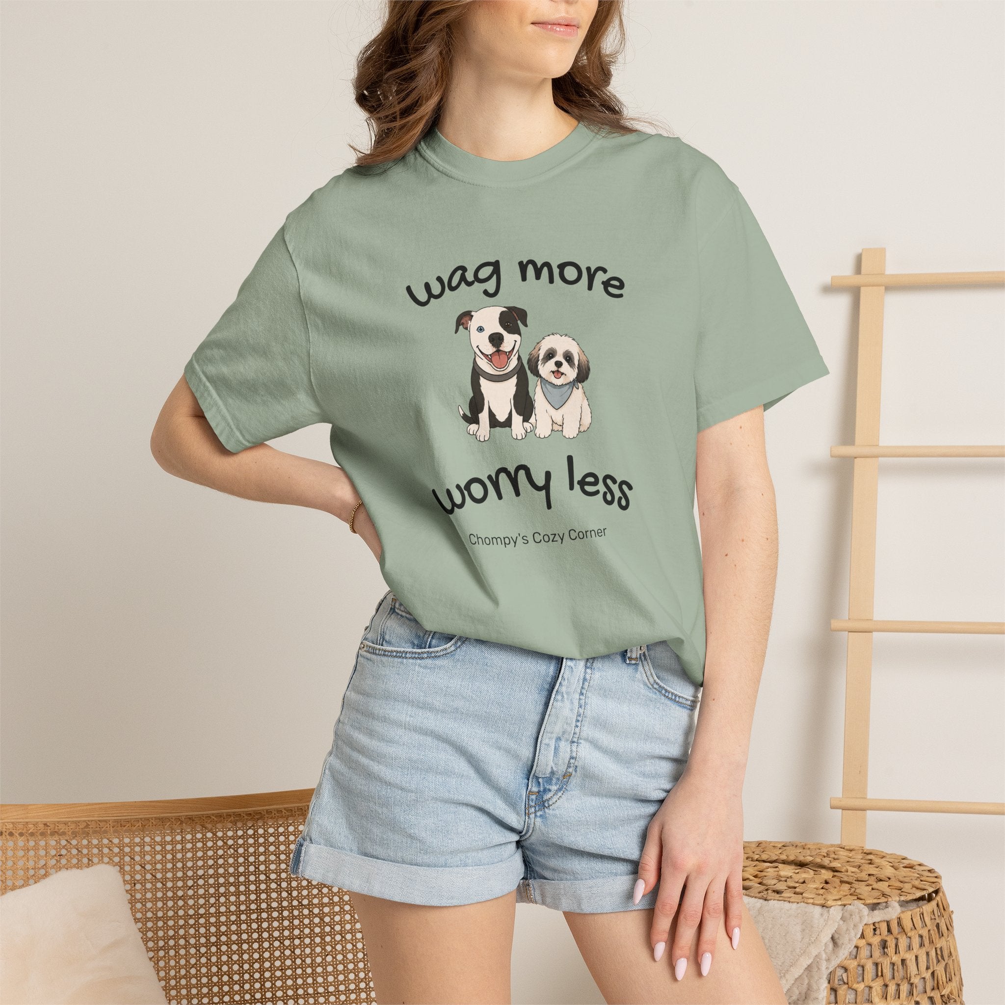 Wag More Worry Less Dog Graphic T-Shirt