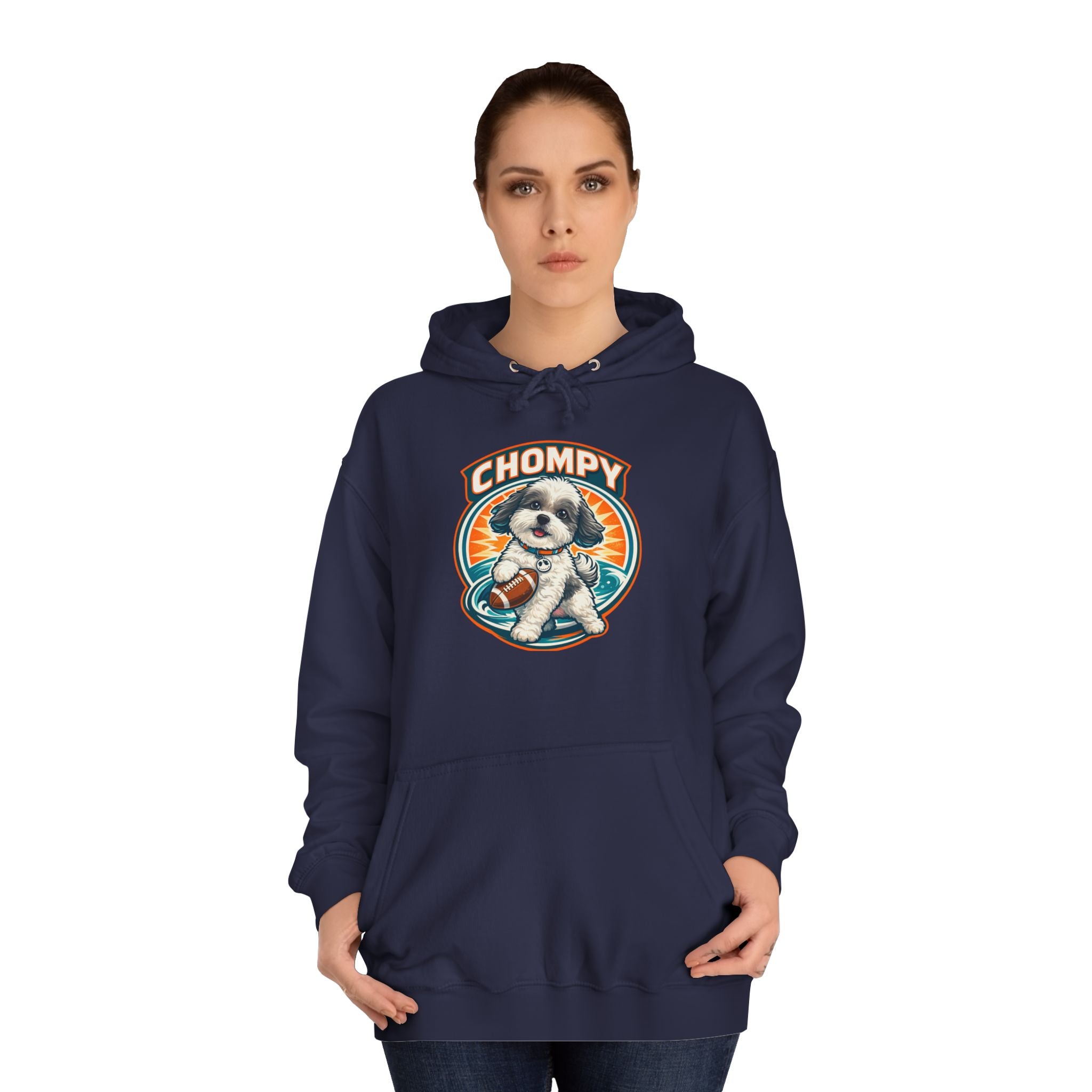 'Chompy' Football Cute Puppy Retro College Hoodie