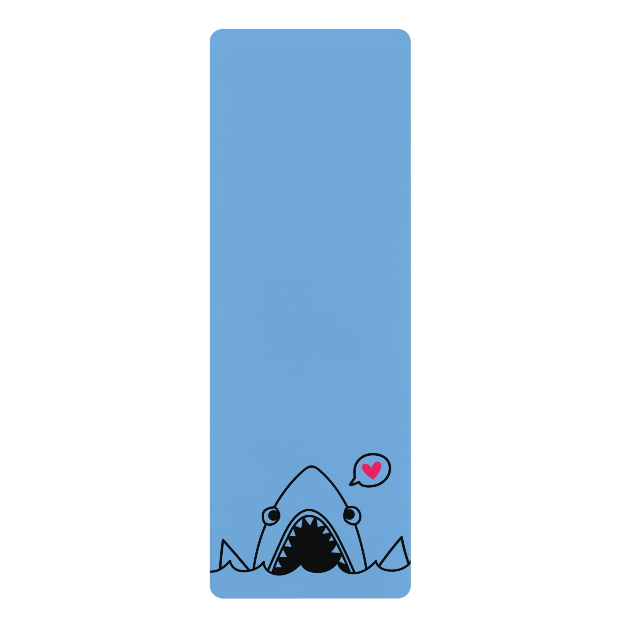 Cute Shark Rubber Yoga Mat — Non-Slip Blue Exercise Mat with Heart Bubble