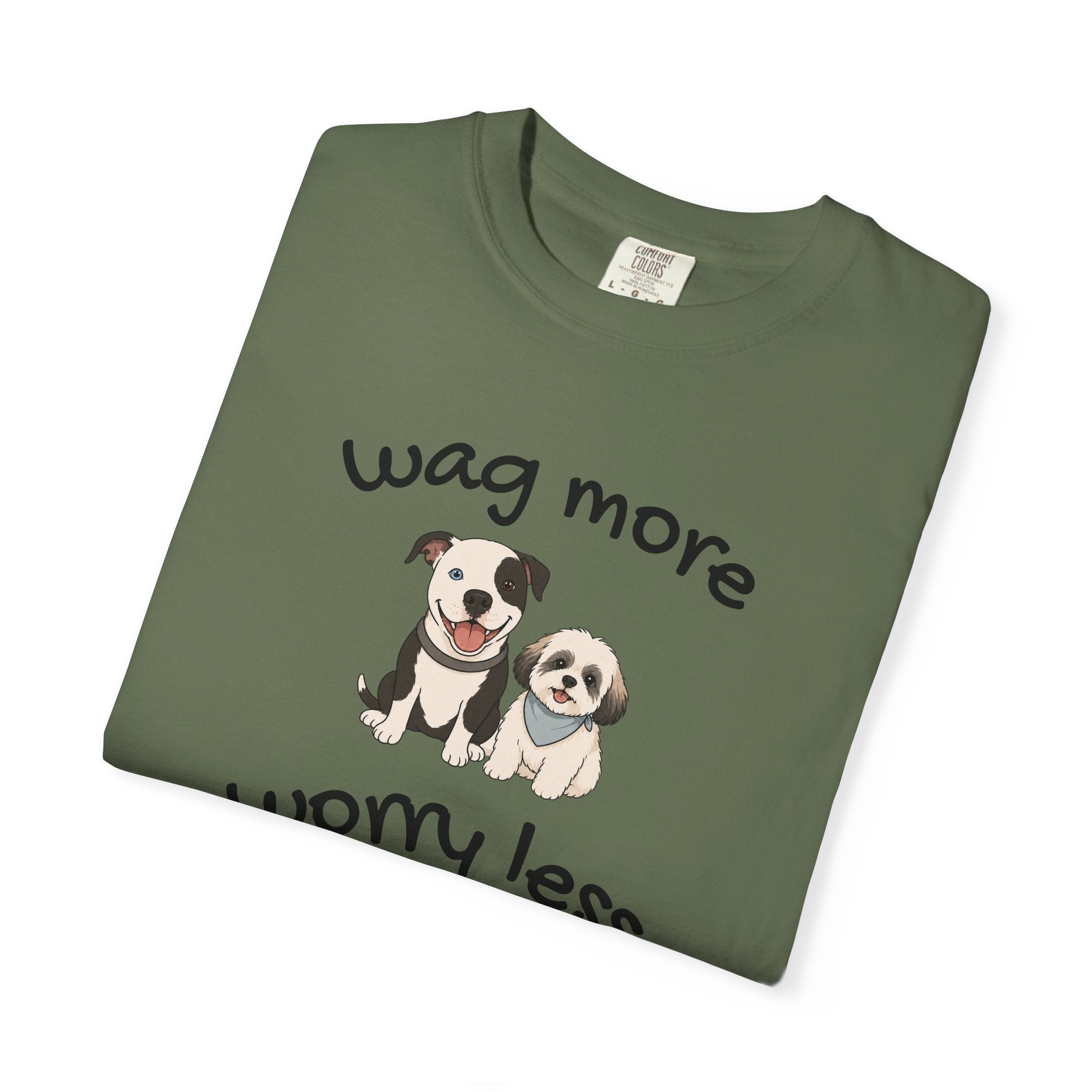 Wag More Worry Less Dog Graphic T-Shirt