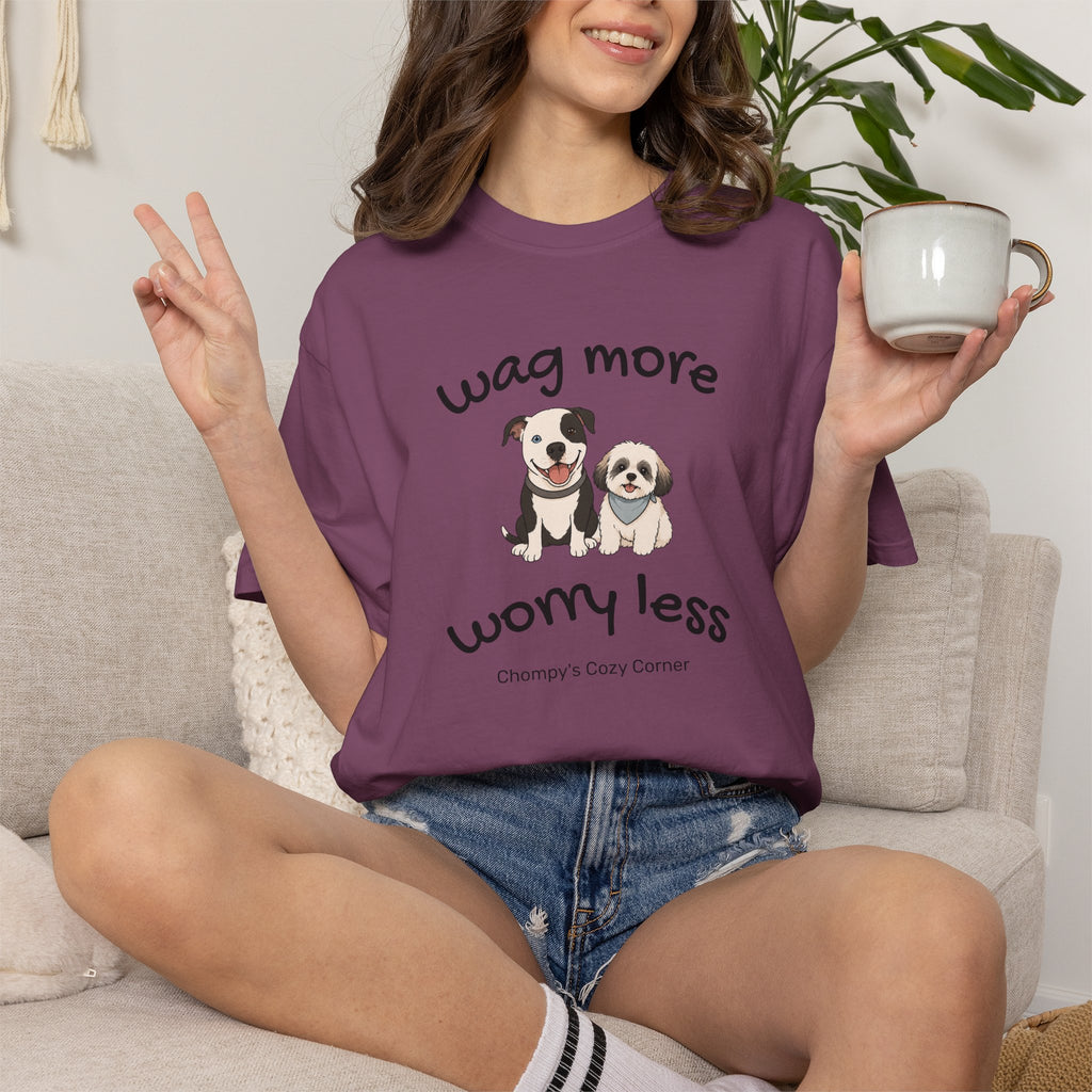 Wag More Worry Less Dog Graphic T-Shirt
