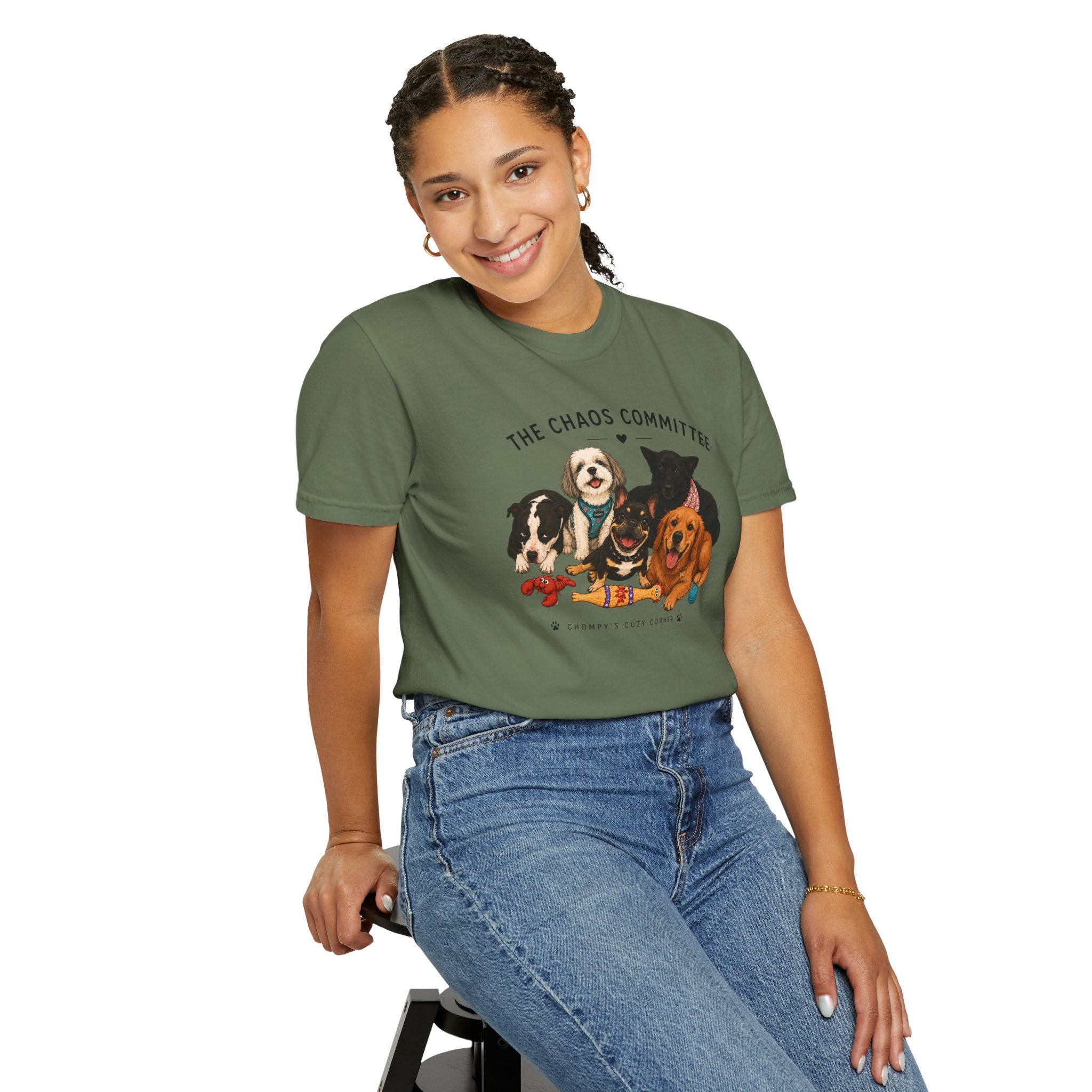 Chompy & Furriends ft. Fenlons: The Chaos Committee T-Shirt — Cute Pack of Dogs Graphic Tee
