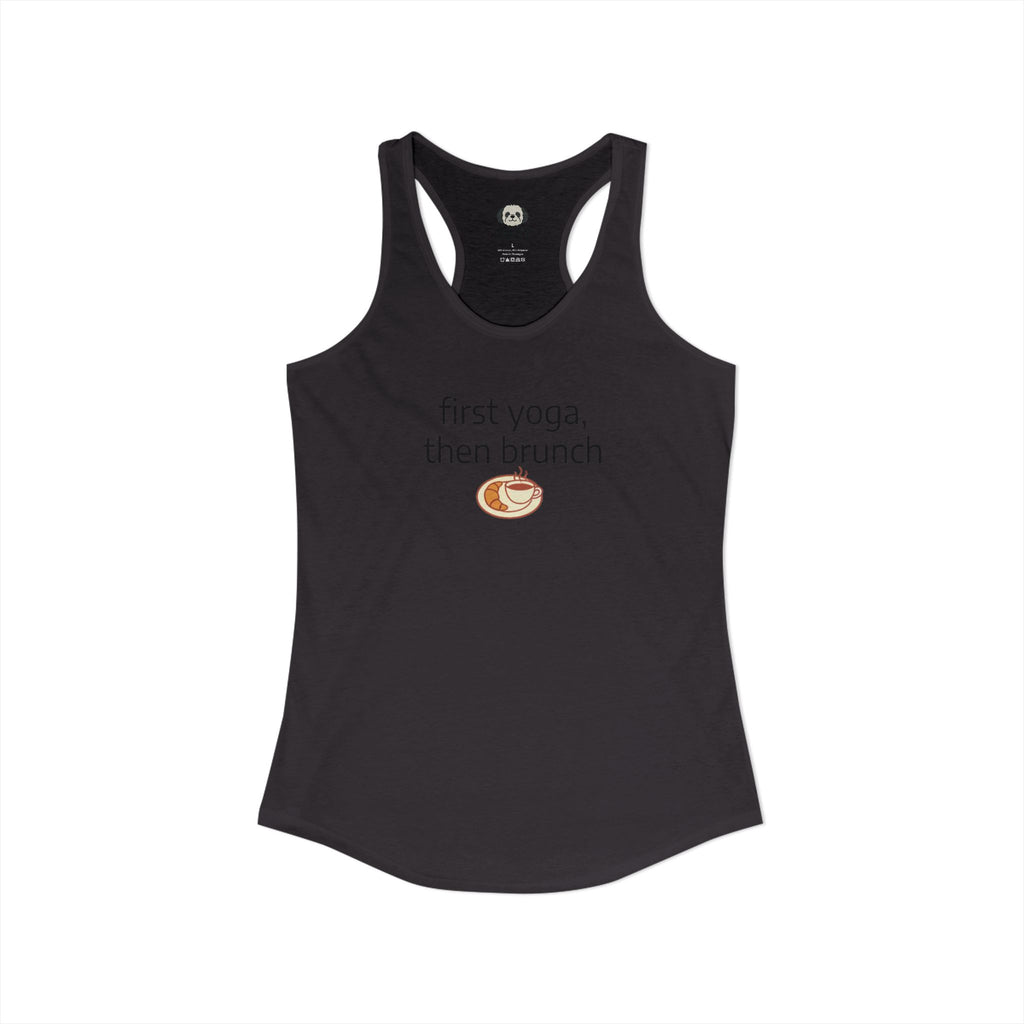 Women's Racerback Tank — "First Yoga, Then Brunch" Activewear