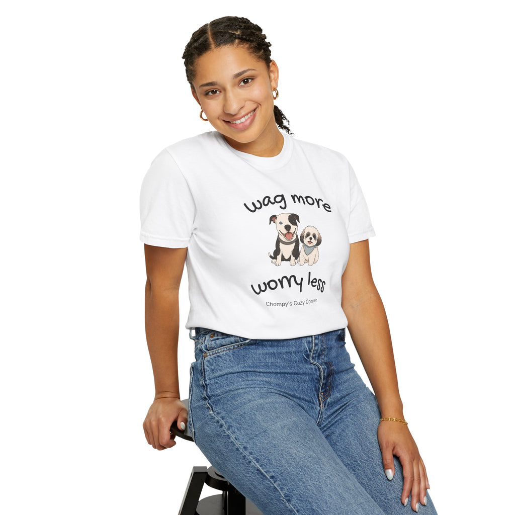 Wag More Worry Less Dog Graphic T-Shirt