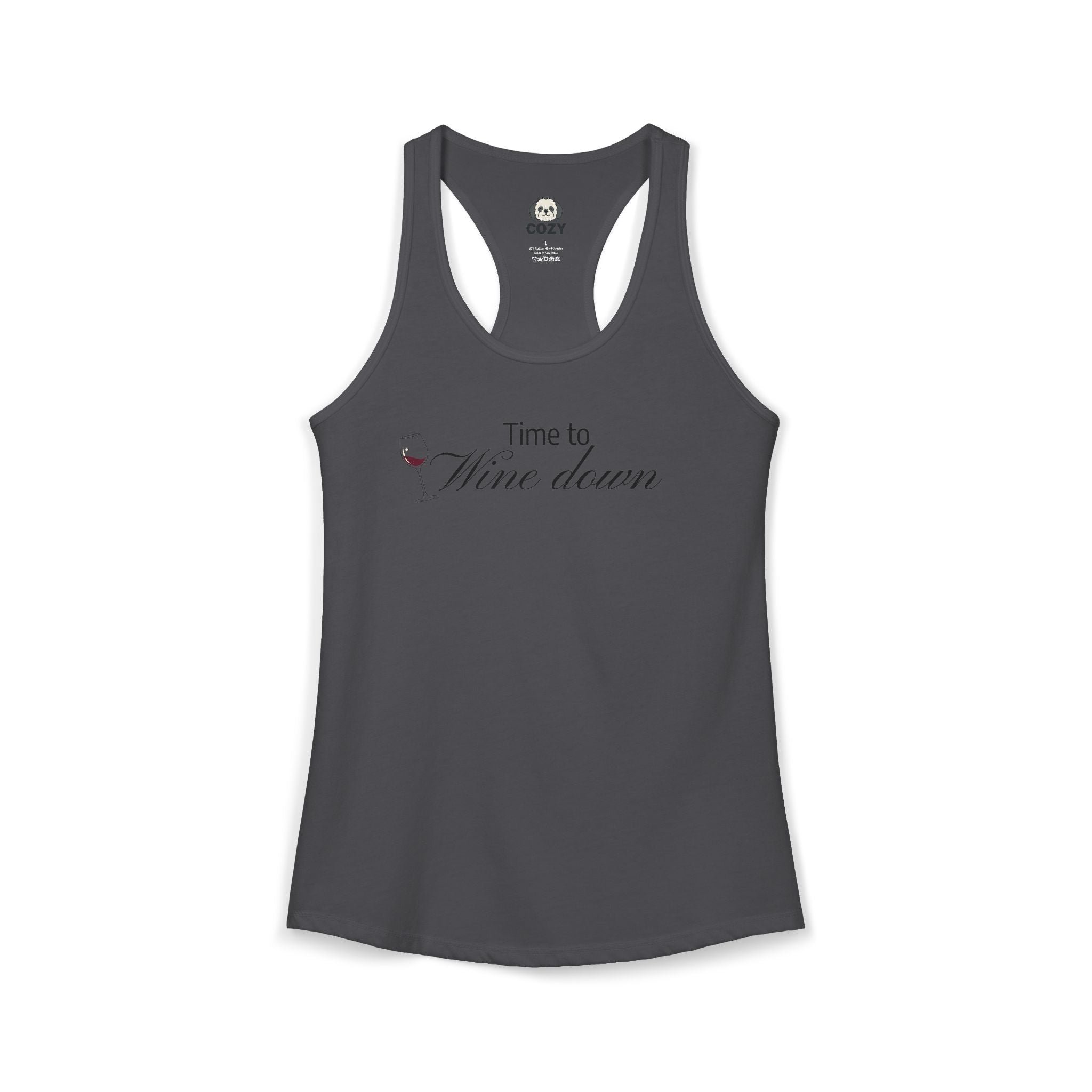 Time to Wine Down Racerback Tank — Yoga Wine Glass Tank Top for Women