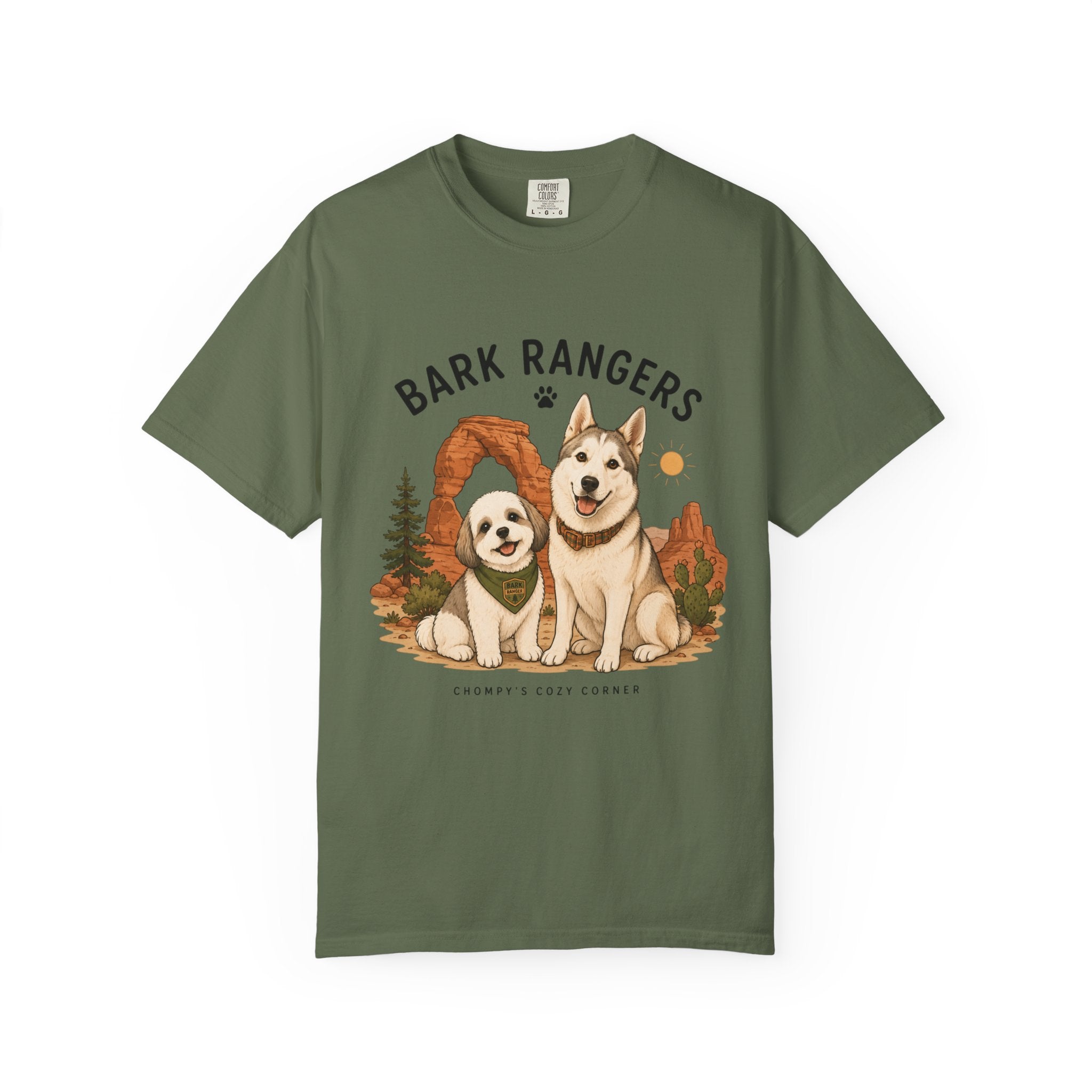 Chompy and Furriends ft. Boba: Bark Rangers T-Shirt — Cute Adventure Dog Graphic Tee